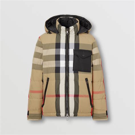 burberry check lined jacket|Nylon Puffer Jacket in Black .